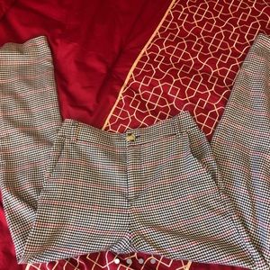 Plaid tight ankle length pants